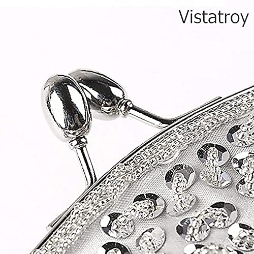 Vistatroy Vintage Style Beaded And Glass Beads Evening Bag Wedding Party Handbag Clutch Purse For Women Female Formal Evening (Silver) #TOP2