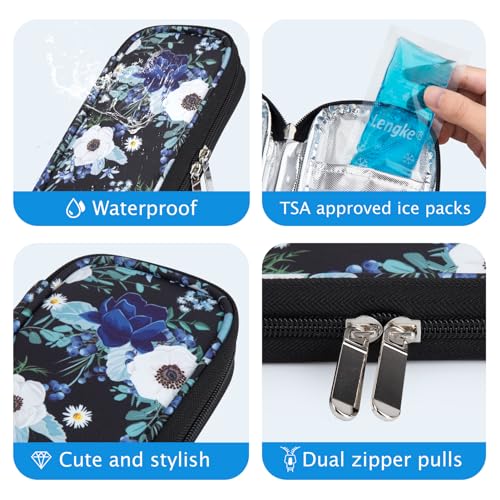 Image of YOUSHARES Insulin Cooler Travel Case - Portable Refrigerated Medicine Case for Insulin Pen, Medication and Diabetic Supplies with 2 TSA Approved Ice Pack