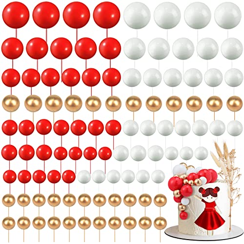 Tondiamo 108 Pcs Ball Cake Toppers, 5 Sizes for Cake Decorating, 13, A