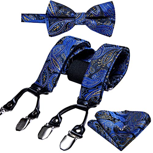 Corbata de seda para hombre con tirantes y conjunto de gemelos miniatura 4