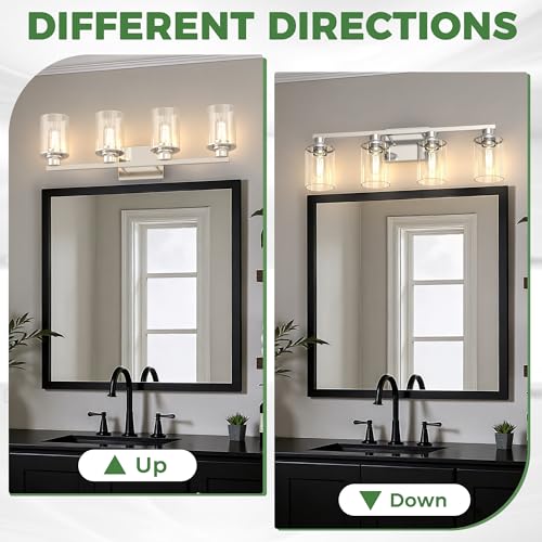 Image of DORESshop Nickel Bathroom Vanity Light Fixture Over Mirror 4-Light
