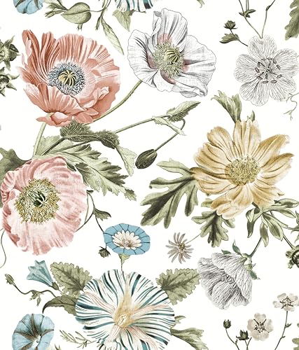 RoomMates Vintage Poppy Pink Peel & Stick Wallpaper