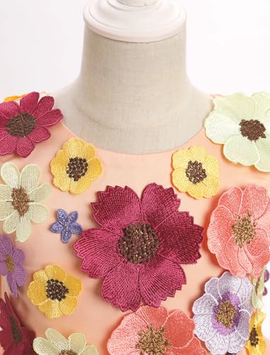 OBEEII Toddler Girls 3D Flower Tulle Dress Wedding Flower Girl Dress Birthday Party Formal Baptism Pageant Ball Gown2