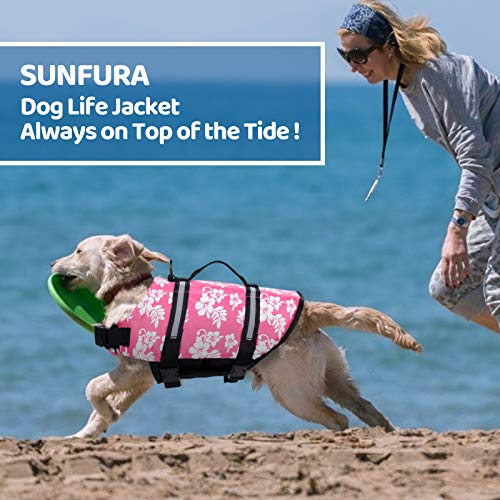 Sunfura Ripstop Dog Life Jacket, Dog Flotation Life Vests For Swimming, Beach Boating Dog Life Preserver With High Buoyancy And Rescue Handle For Small Medium Large Dogs (Pinkflower, S) #TOP5