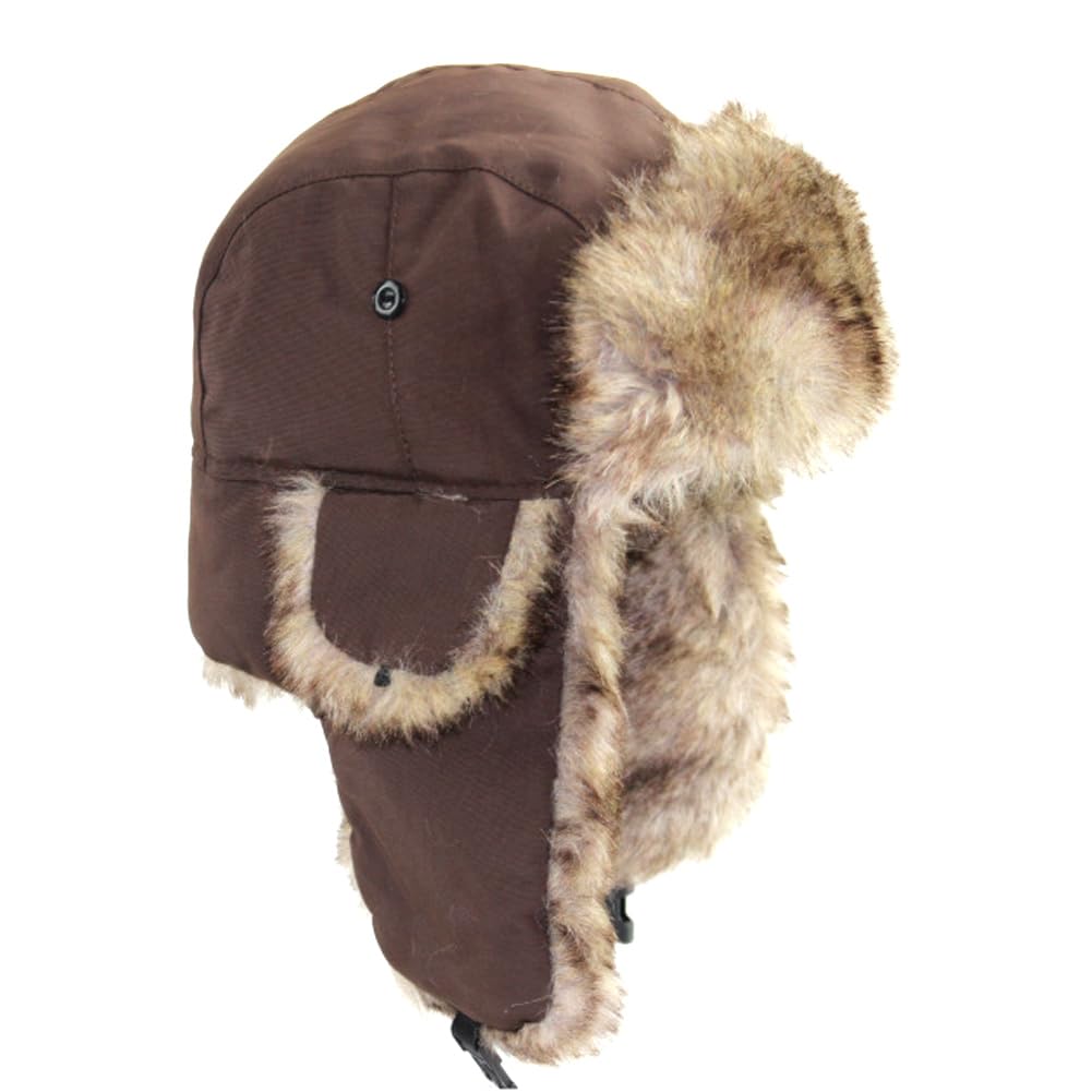 Liuliubull Coffee Winter Hat Warm Ear Flaps Cap Headwear Bonnet Winter Ski Hat Fluffy Cap(Coffee)