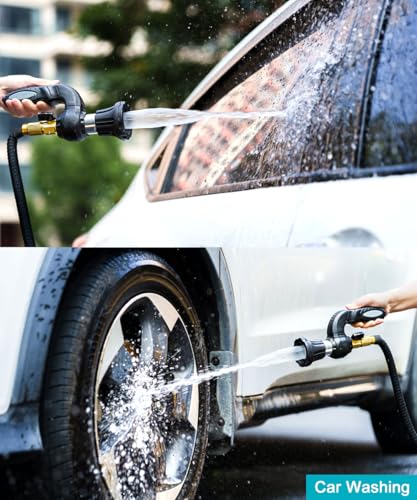 ESOW High Pressure Fireman Style Hose Nozzle, Heavy Duty Fire Hose Sprayer Nozzle with Ergonomic Independent Grip Design, Adjustable Water Flow for Showering Pet, Washing Car, Cleaning — view 6