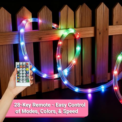 Areful 16.4ft Outdoor Smart Rope Lights, Waterproof Color Changing Christmas Lights with Remote, Connectable Design, Music Sync, Timer, Multiple Modes for Halloween, Party, Patio, Garden