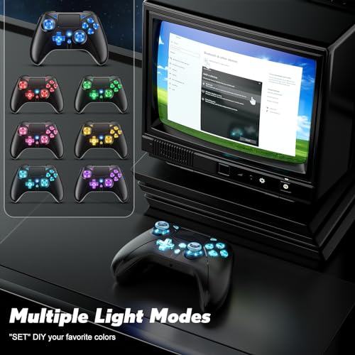 Dinosoo Rgb Wireless Controller For Ps4, Colorful Rgb Lights Controller For Playstation 4/Ps4 Slim/Ps4 Pro With Turbo Programmable Back Button Multi-Touch Pad 6-Axis Motion Sensor 1200Mah Battery thumb #1