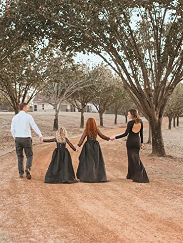 Lagshian Women Elegant Long Sleeve Evening Gown Backless Maxi Mermaid Dress Black #TOP5