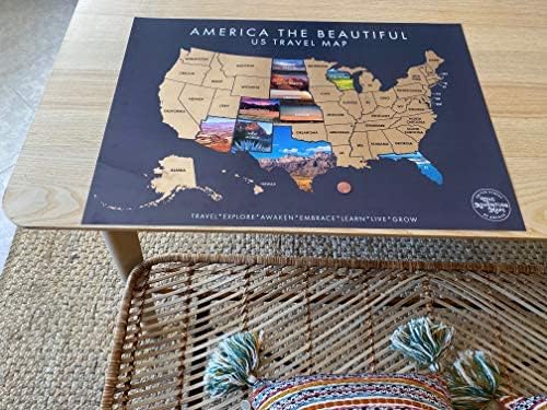 Miniatura 8 de America The Beautiful USA - Mapa interactivo de viajes, póster para rascar revela hermosas fotografías de naturaleza de cada 50 estados, regalo para
