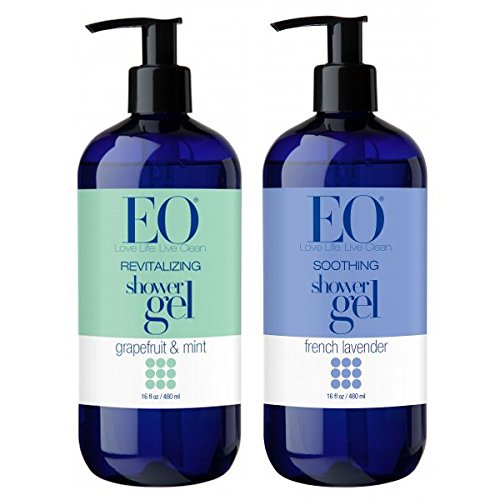 EO Botanical French Lavender Shower Gel and EO Botanical Grapefruit and Mint Shower Gel Bundle With Lavender and Lavendin Essential Oils, Grapefruit, Orange and Peppermint Essential Oils, 16 oz each