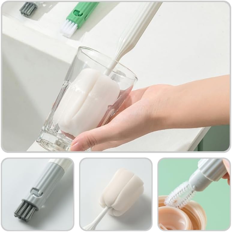 Bottle Cleaning Brush Water Bottle Brush Cleaner with Extended Handle Scrub for Deep Cleaning Narrow Bottles Glass Bottles Milk Bottles Cups Daily Use 11.81In