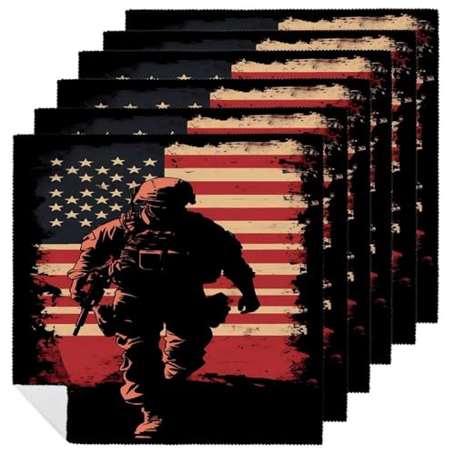 Servilletas de cena cuadradas de tela lavable con estampado patriótico americano 2