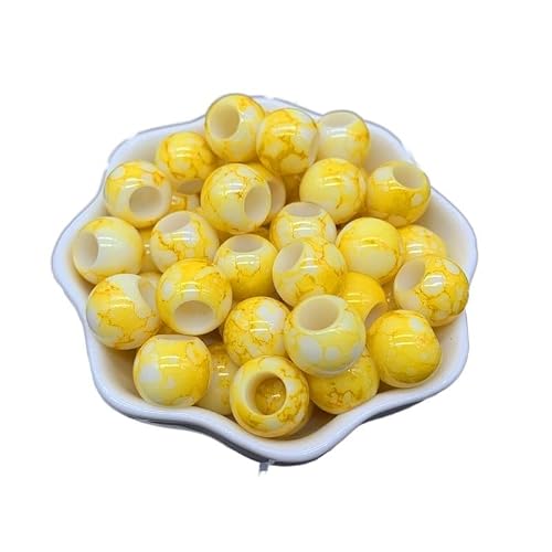 JINFEUGE 20/30Pcs Big Hole Round Acrylic Beads,12X10Mm Loose Beads for DIY Jewelry Making DIY Accessory/2/12Mm 30Pcs