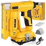 3/8''Crown Stapler, 18 Gauge 2 in 1 Cordless Brad Nailer/Electric Stapler with 2.0AH Battery & Charger, Nail Gun Battery Powered with 2,000PCS Staples and Nails for Upholstery & Family DIY