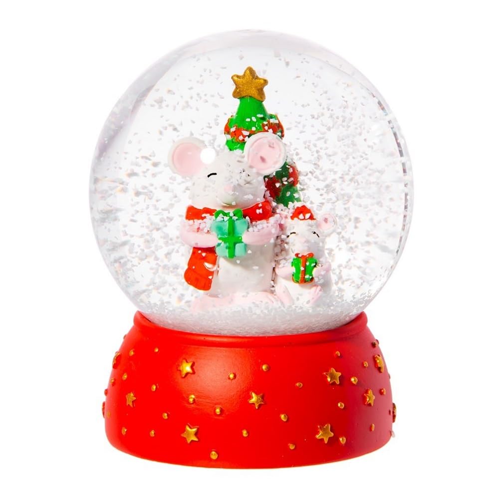 Sass & Belle Red Christmas Mice Snowglobe