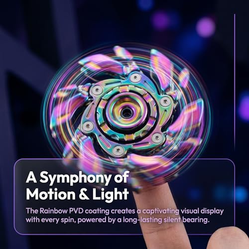 Stress Relief Metal Fidget Spinner for Adults, EDC Fidget Spinner with Open Armor Design & Smooth Spin. a Cool Fidget Toy for Teens & Adults(Dazzling Colors) - Image 2