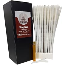 Pre-rolled Cone 1000 packs | 109/26 mm base paper tape with tip | Includes a conical filler and an odour-blocking smoke pipe | Bulk pre-rolled white roll paper