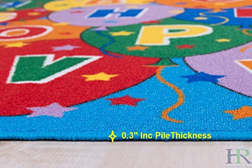 Hr-Abc/Alphabet Balloons Party Accent Kids (7'3" X 10'2") Boys/Girls/Children/Toddler Educational Play Mat For School/Daycare/Nursery Non-Slip Area Rug/Carpet-Teachers/Students (Blue/Multi) #TOP3