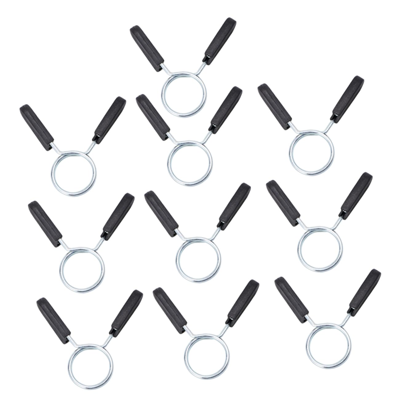 KOMBIUDA 10pcs Barbell Spring Clip Collars for Weightlifting Powerlifting and Cross Fit Spring Clamp to Prevent Slipping Equipment Black