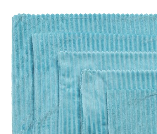 Image of RD TREND Cushion Cover Set of 5, Decorative Sofa Living Room Home Square Cushion Covers 16 Inch x 16 Inch, Aesthetic Corduroy Striped Double Sided (Aqua,Pack of 5)