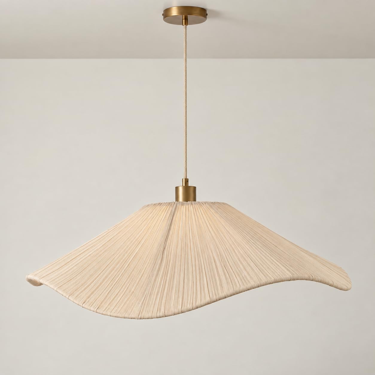 CGC Lighting Indoor Ceiling lamp Shade Ruffled Silk Fabric 60cm Hanging Easy insallation (Virelle Champagne) — image 1