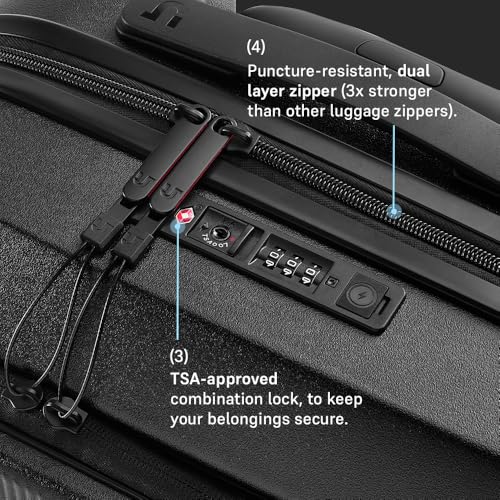 Image of Urban Jungle by Safari, Cabin Trolley Bag with Laptop Compartment, Hardside Polycarbonate Small (55 Cm) Suitcase with USB Charging Socket, 8 Silent Wheel Luggage for Both Men & Women (Black)