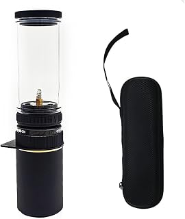 Lámpara de gas giratoria regulable para camping para iluminación ambiental al aire libre, compatible con botes de gas estándar de 10 g (con caja de gas, negro)