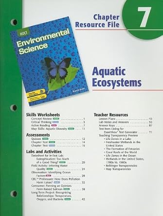 Holt Environmental Science Chapter 7 Resource File: Aquatic Ecosystems ...