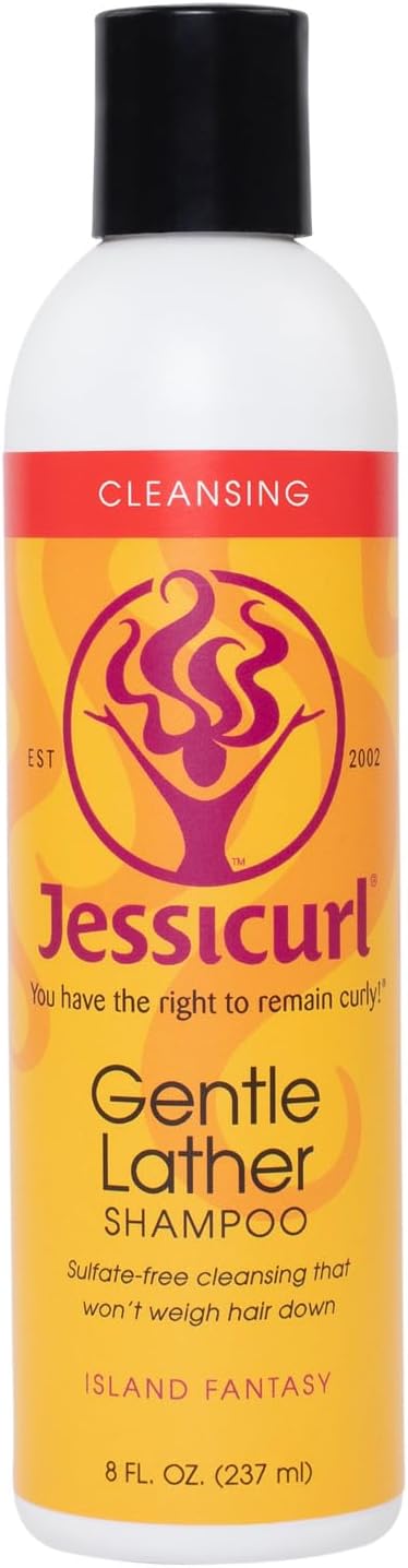 Gentle Lather Shampoo, Island Fantasy, 8 Fl oz. Cleansing Curly Hair Shampoo, Vegan, Sulfate Free Shampoo