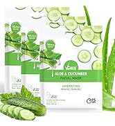 VCare Face Mask Sheets For Glowing Skin, Aloe Vera And Cucumber |Facial Skin Care Product For Wom...
