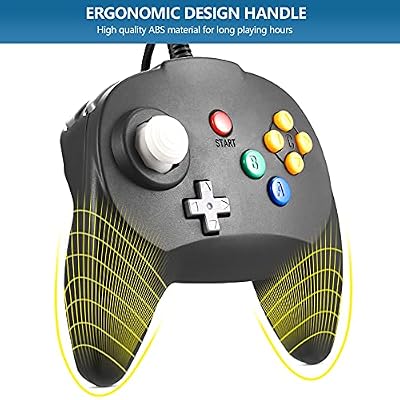 KIWITATA 2 Pack Mini N64 Controller, Retro Wired Bit Remote Upgraded Joystick Gamepad for N64 Video Console - Black