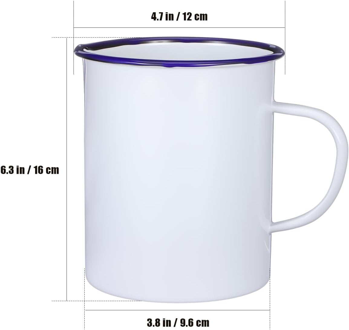 Kichvoe Large Vintage Enamel Mug with Ergonomic Handle Enamel Water Cup for Camping, Home & Kitchen | Stylish Coffee Mug with 1000ml/33.8oz Capacity | White Enamelware Drinkware image 4