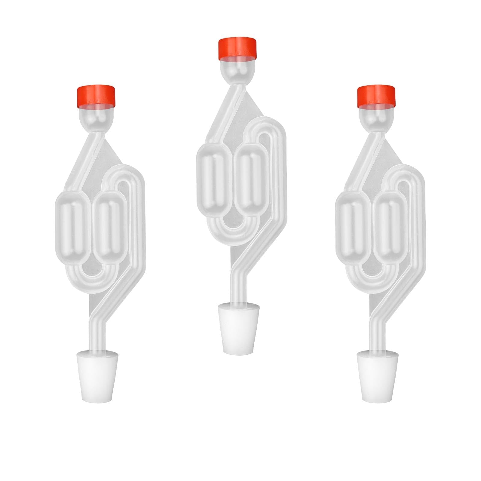 0XBIT Fermentation Airlock, 3 Pieces Airlocks for Home Brewing, Fermentation Stopper, Fermentation Tube with Rubber Stopper, Airlock and Bung, Suitable for Brewing Beer, Wine, Fermented Sauerkraut