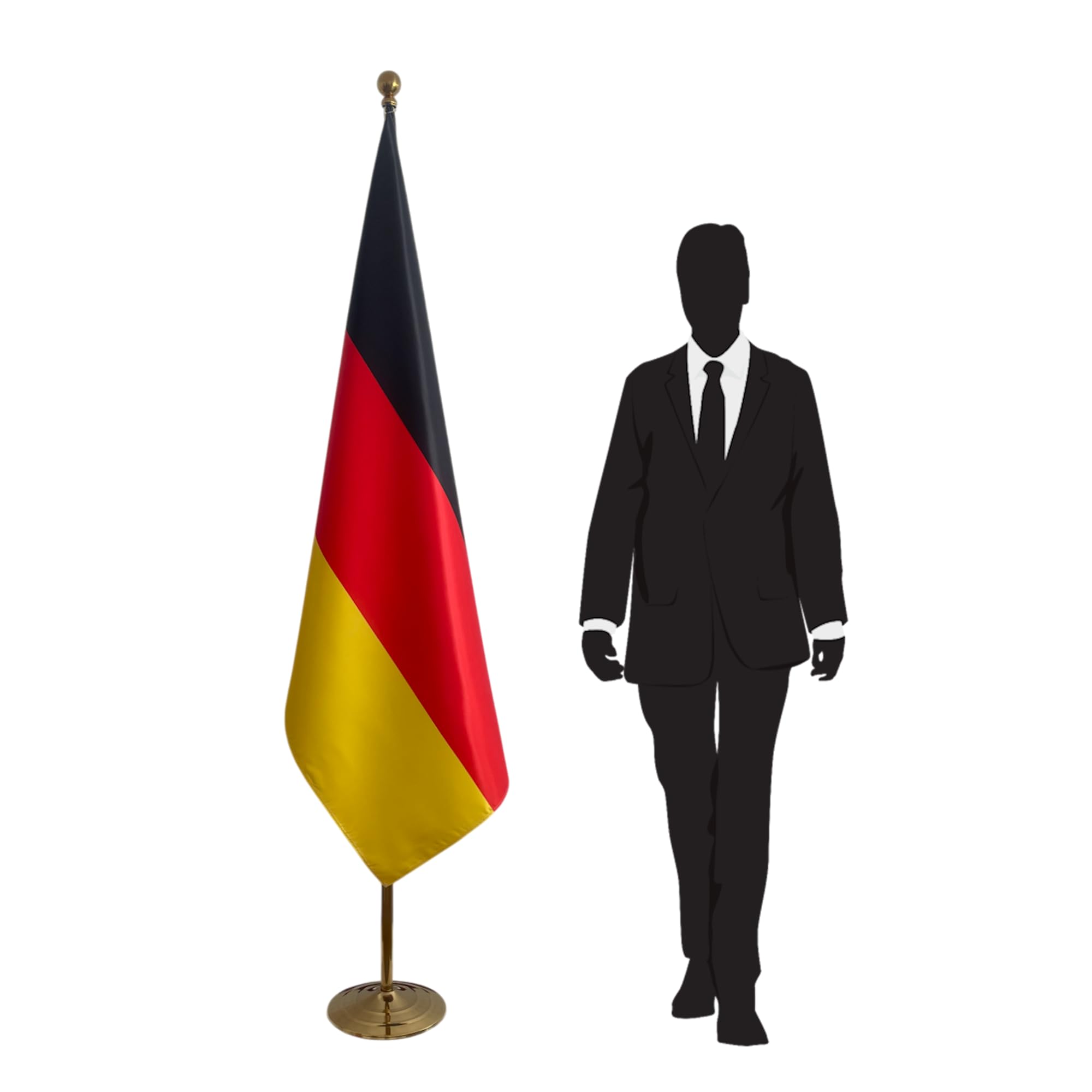 Deutschlandflagge mit Stab und Fuß - Bürofahne - Standfahne 1,3kg - Satin Flagge - Code CN6-DE