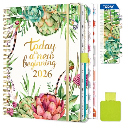 Gumiho Agenda 2026 Settimanale Spiral - A5 Planner (gennaio-dicembre 2026) - Agenda scolastica con passante per la penna, segnalibro righello e adesivi per il piano (Verde chiaro)