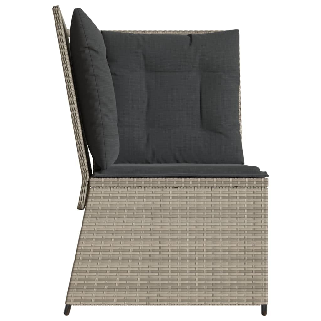 Divano Giardino Polyrattan Grigio Chiaro 67x67x95 cm | Cuscino seduta sfoderabile lavabile, 2 cuscini schienale, design modulare, 110 kg portata