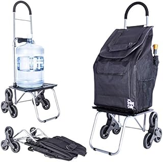 dbest products Stair Climber Bigger Trolley Dolly, Black Grocery Shopping Foldable Cart Condo Apartment