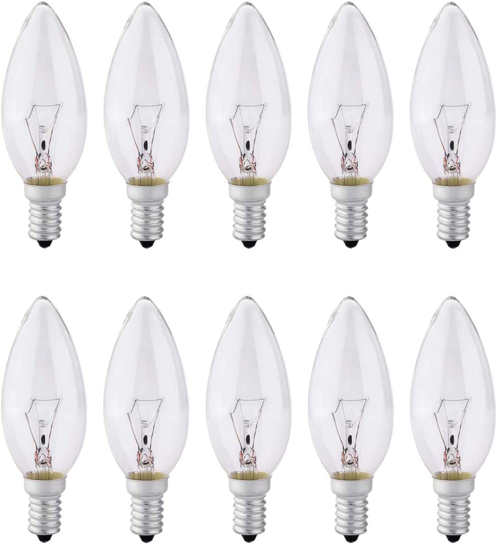 10 Pack E14 Small Screw Light Bulb, Dimmable Candle Bulbs 40W, 2700K Warm White, 230V