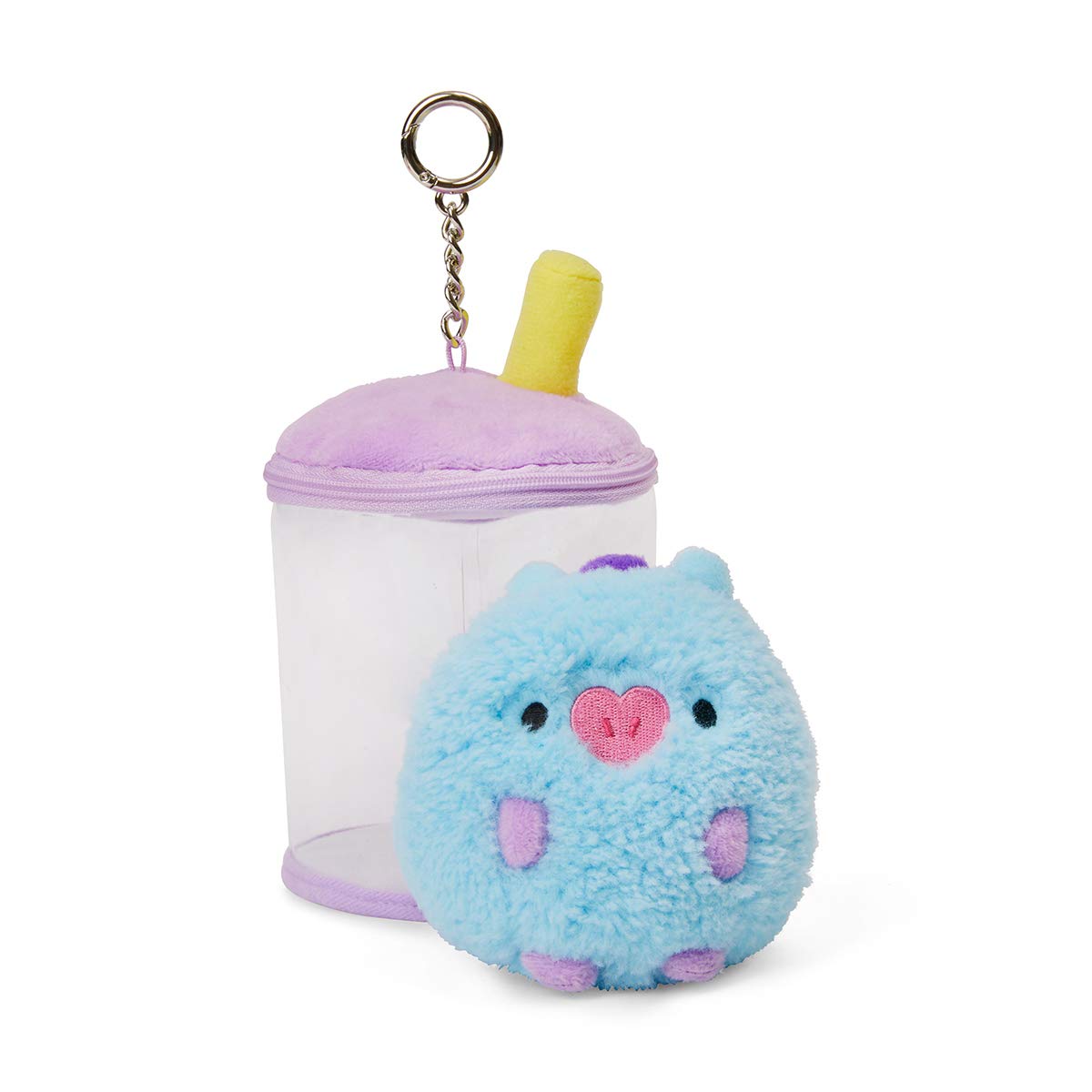 BT21 Baby Series MANG Character Bubble Tea Soft Plush Stuffed Animal Keychain Key Ring Bag Charm, Bl