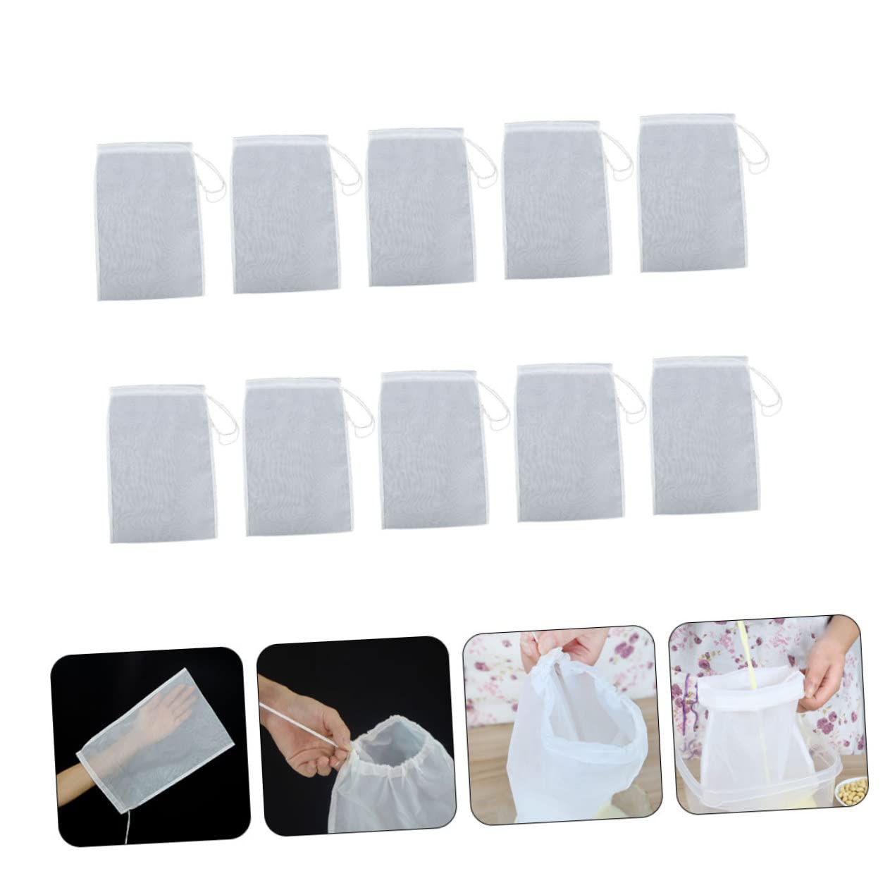 Sacchetti filtro in maglia di nylon ultra-fine - adatti per latte di soia, succhi di frutta e verdura, sedimento del vino - utensili da cucina essenziali | SHEIN ALIA