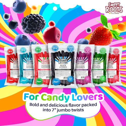 Happy Bites Sweet Roots Cherry Licorice Twists (16 Oz / 1 Bag) - Jumbo Size - Made With Real Fruit Juice Concentrate - Certified Kosher - Vegan thumb #1