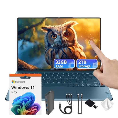 Lenovo Yoga Slim 9i 14 4K OLED Touch Laptop Intel Ultra 7 258V 32GB RAM 2TB Storage(1TB SSD&1TB Dock Set) Intel Arc Graphics Backlit Keyboard Copilot+PC Fingerprint Win 11 Pro Tidal Teal