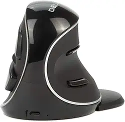 DeLUX Mouse Ergonômico sem Fio com 4000 DPI, Mouse Vertical Recarregável 2.4G com Receptor USB e Bluetooth, 6 Botões, Apoio para as Mãos Removível para Túnel do Carpo (M618PD-Preto)