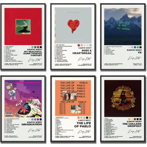 A Set Of 6 Kanye Album Poster West Signature Poster Wall Art Canvas Posters Room Decorative Aesthetic Poster Print Decor Posters 08x12inch(20x30cm) Style-3 A Set Of 6 Kanye Album Poster West Signature Poster Wall Art Canvas Posters Room Decorative Aesthetic Poster Print Decor Posters 08x12inch(20x30cm) Style-3