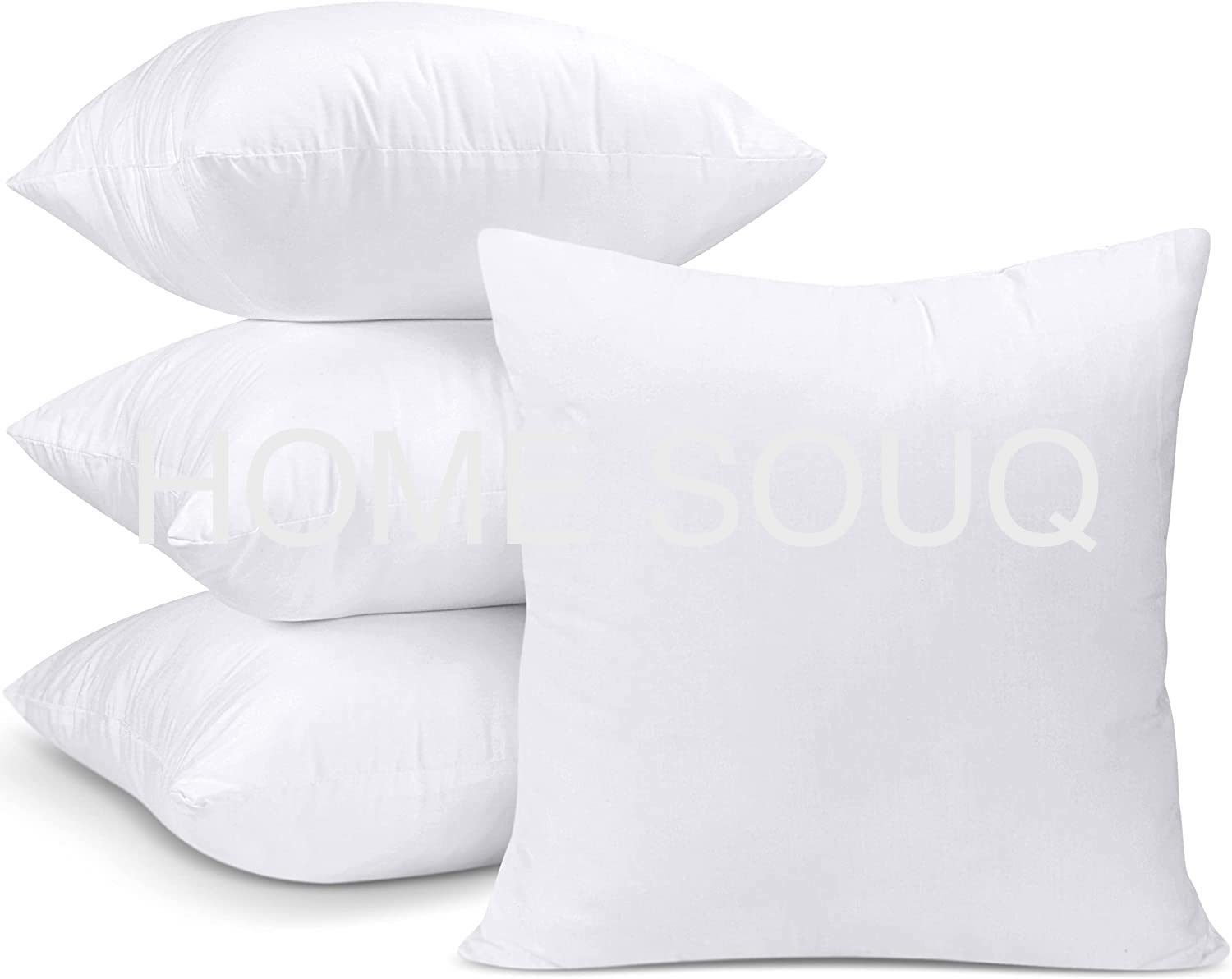 MUSA HOME SOUQ Bedding Cushion Inner Pads PACK OF 4 - Cushion Inserts 20" x 20" (50 x 50 cm) - Hollowfibre Cushion Fillers - Polycotton Cover for Sofa Couch Bed (Pack of 4, 50 x 50 cm)