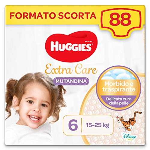 Huggies Extra Care - Pañal de talla 6 (16-30 kg), 4 paquetes de 22 pañales – 4520 g