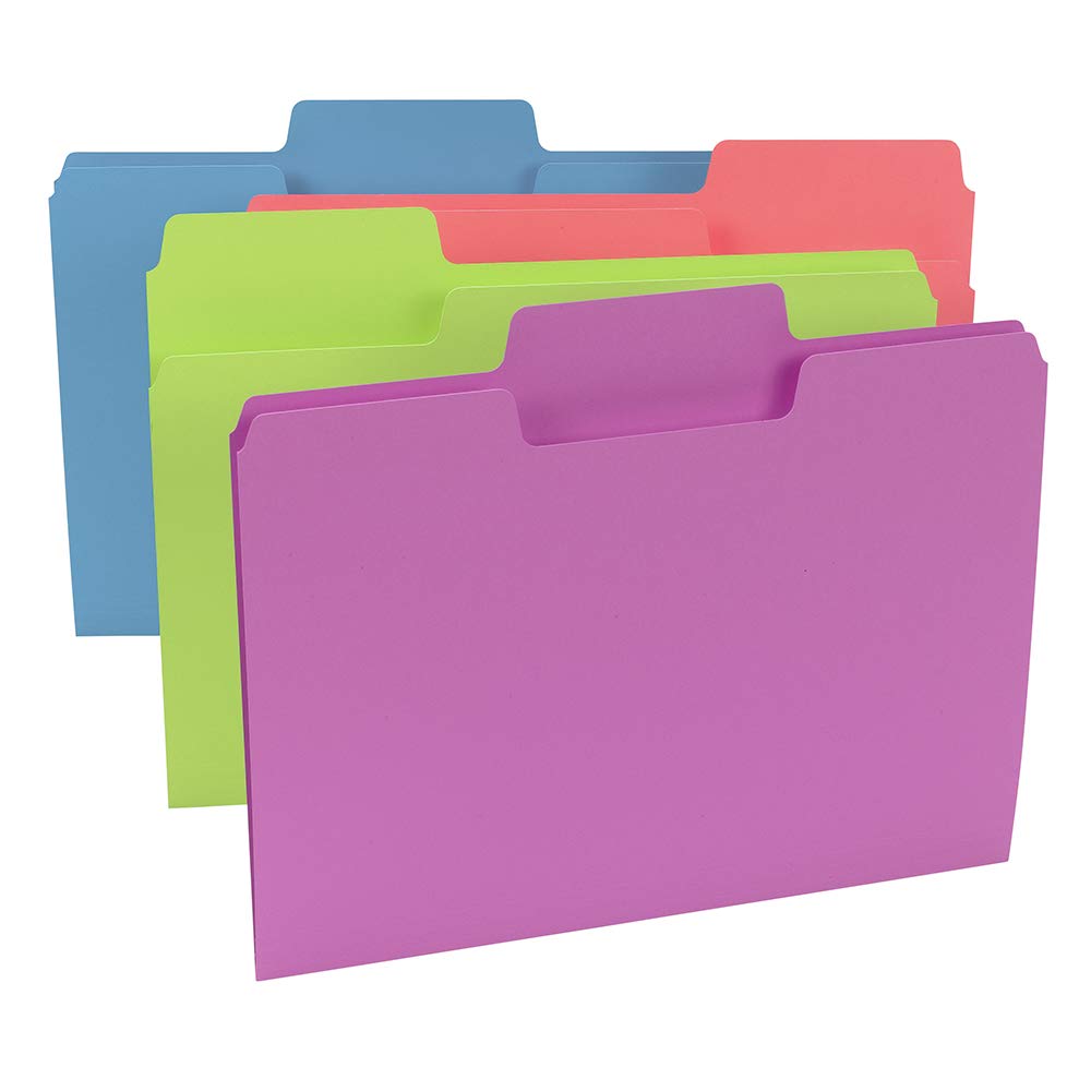 SMEADSuperTab File Folders, Oversized 1/3-Cut Tab, Letter Size, Assorted Bright Colors, 24 per Pack (11957)