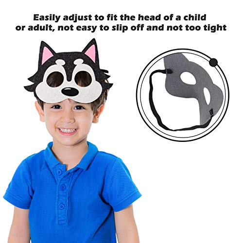 12er Katzen und Hunde Filz Spielzeug Masken für Kindergeburtstags Party Cosplay Kostüm Masken, Partyzubehör für Dekorationen, Rollenspiel Zubehör, Rollenspiel Requisiten Dekorationen