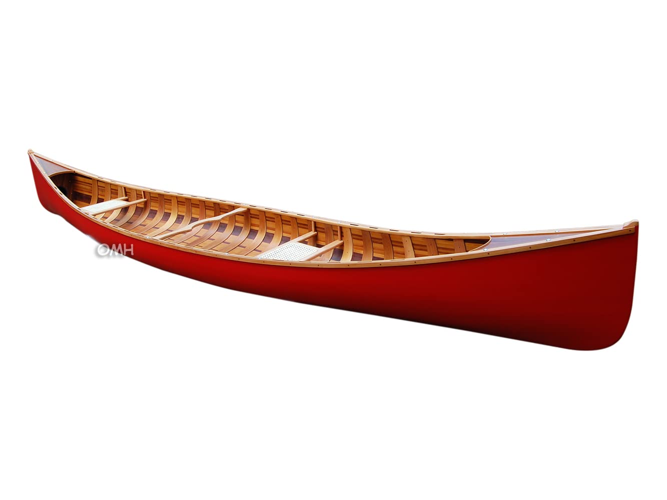 Red Wooden Canoe with Ribs 16